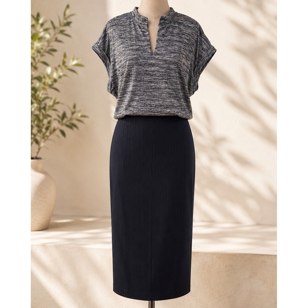 Mia Joy 2PC Set Small Black Blouse Skirt Pencil Midi NWT Women's OfficeOutfit